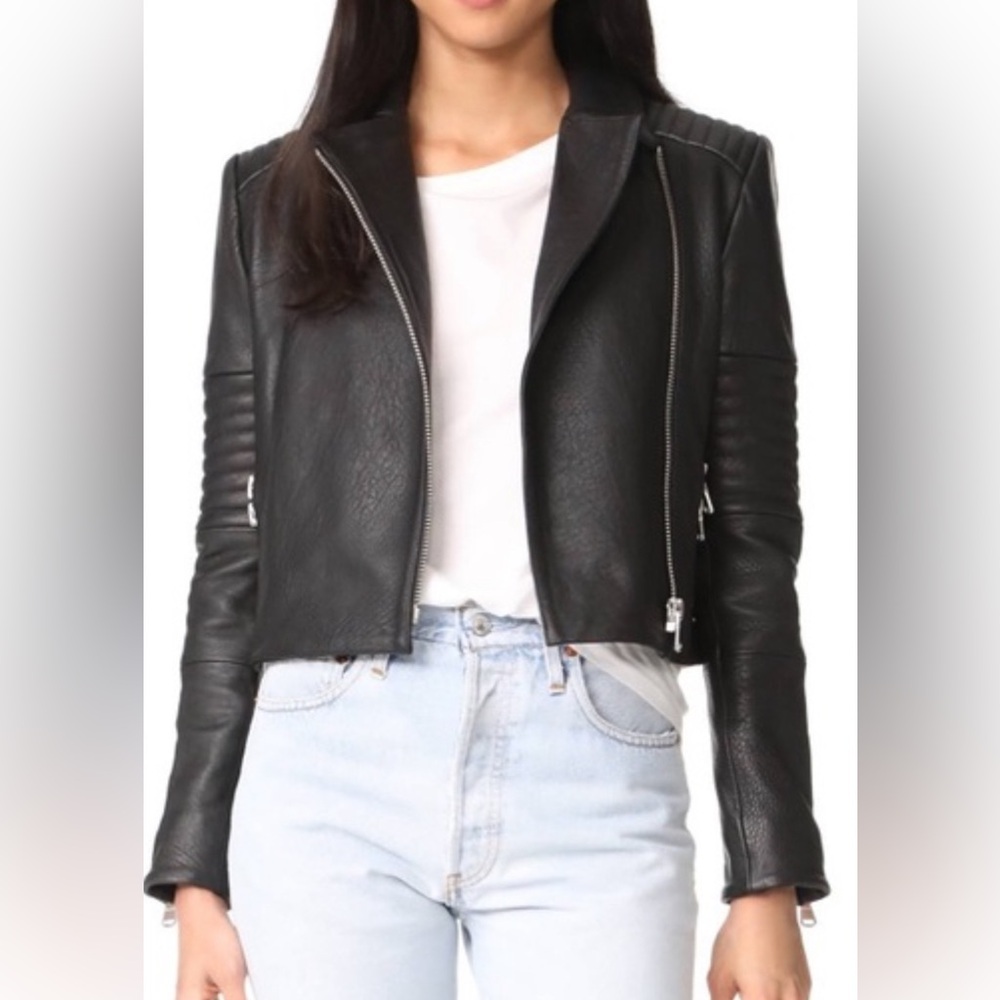 J Brand cropped leather Aiah Leather moto jacket xs nwt